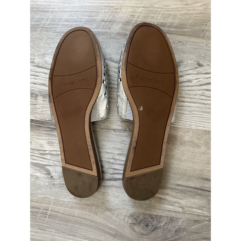 Franco Sarto Women's Silver Metallic L-Glena2 Leather Slip On Mules Size 9 - Picture 7 of 11